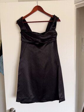 Jil Sander New With Tags Black Satin Mini Dress Size 38